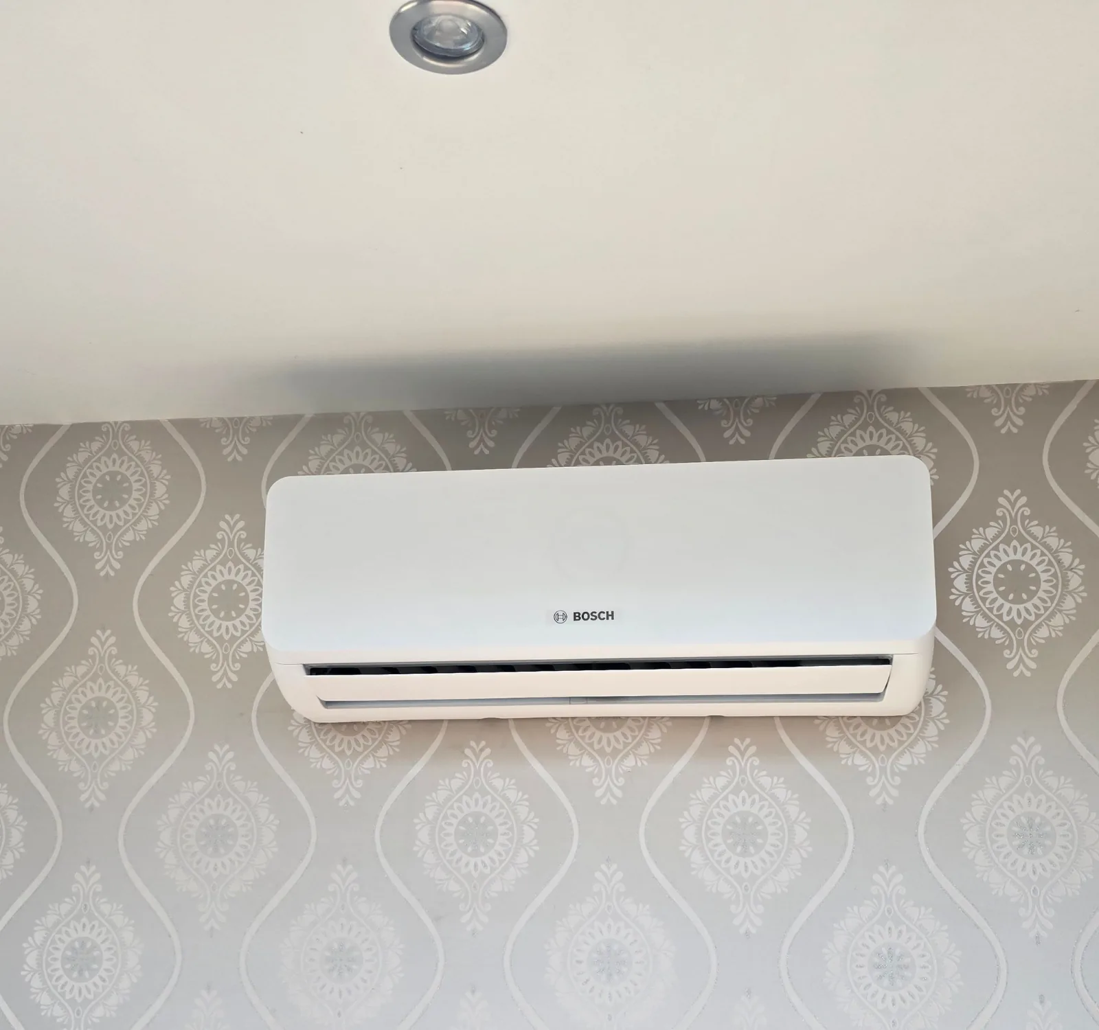 Bosch indoor air conditioning wall unit installed in a living space